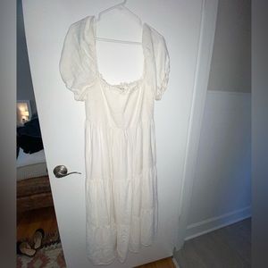 Abercrombie white smocked midi dress with pockets